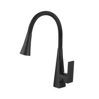 Смеситель для кухни, гибкий силиконовый излив,  латунь, VALFEX Tureis Black (10)